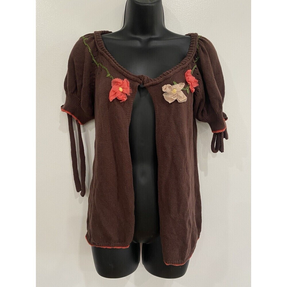 Anthropologie x Nick & Mo Size M Fairycore Y2K Cardigan Applique Cottagecore